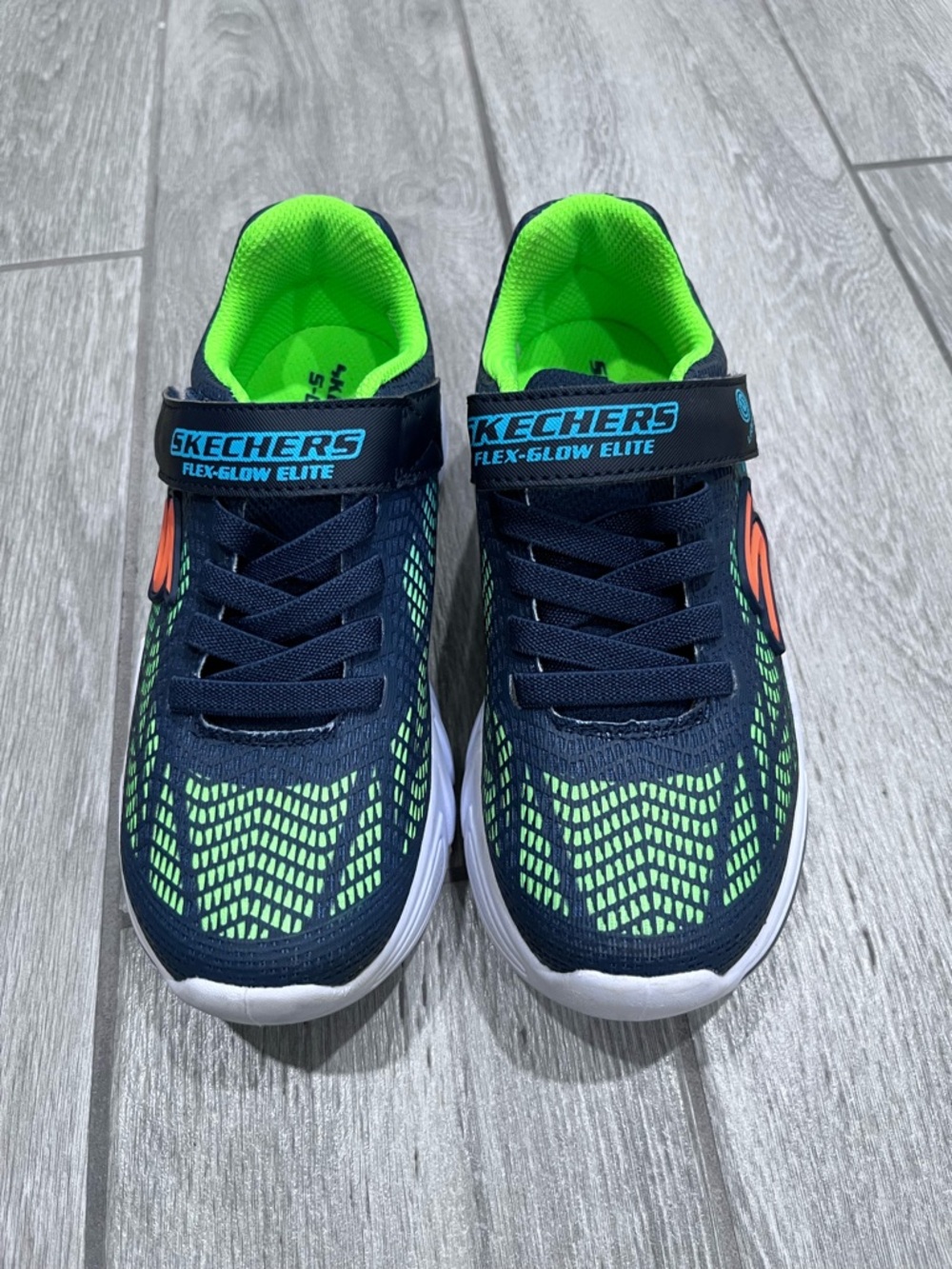 Skechers Kids Navy and Lime Flex-Glow Elite Sneakers